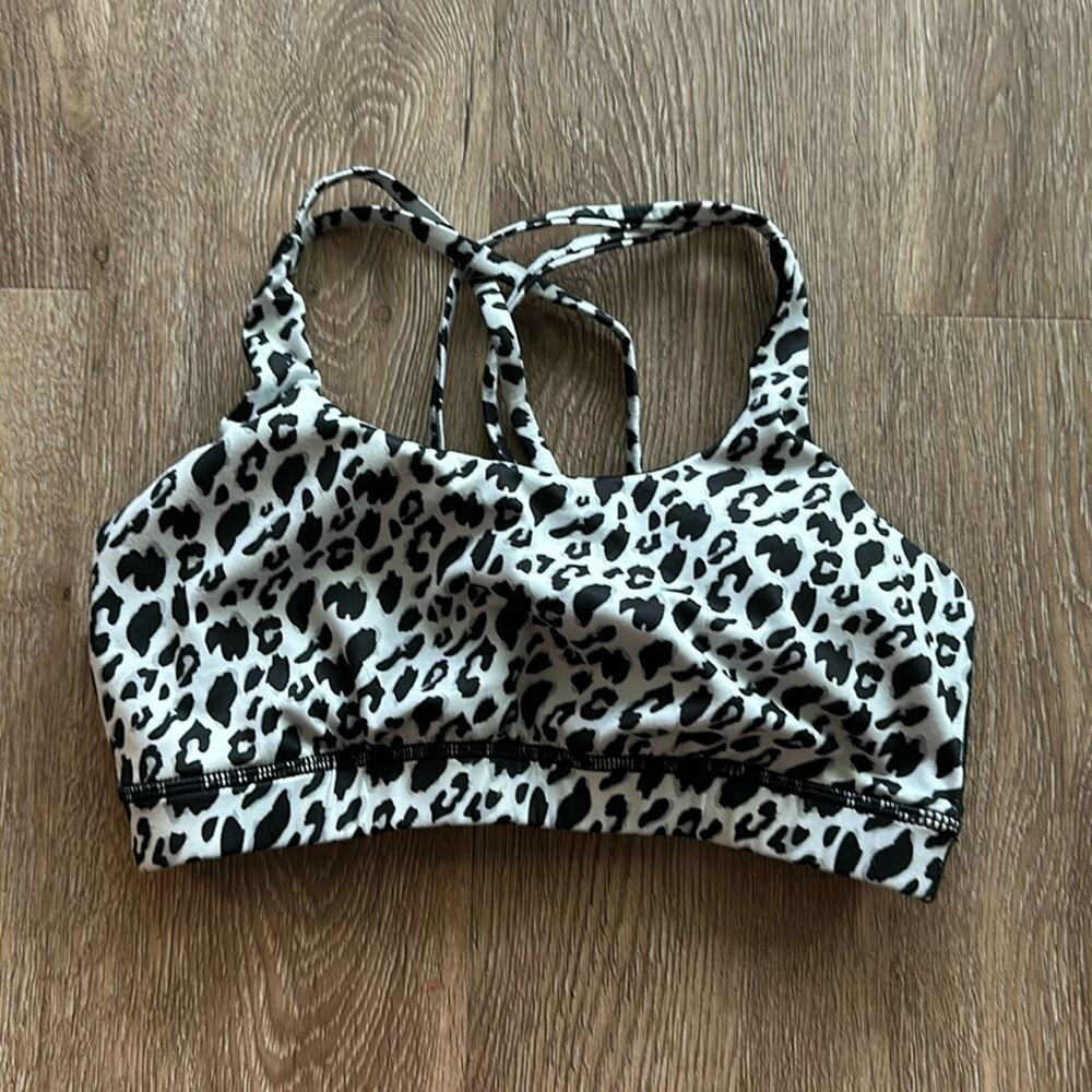 Southern‎ Athletica Strappy Back Sports Bra White & Black Leopard Small Workout
